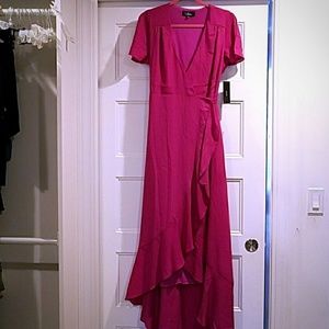 Lulu's Magenta high-low maxi wrap dress